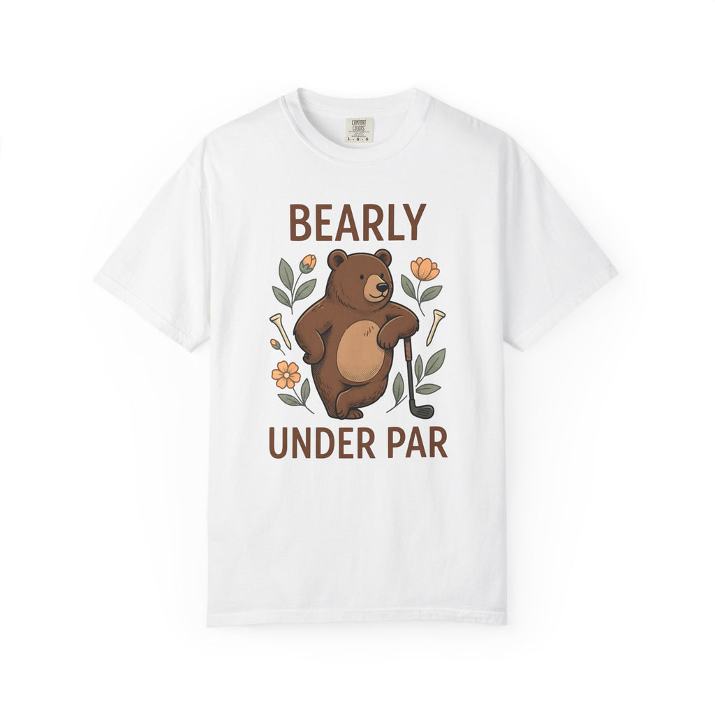 Bear Golf T-Shirt Golf Wildlife Gift Women Comic T-Shirt Teddy T-Shirt Golfer Fan Cartoon T-Shirt Animal Graphic Retro Floral T-Shirt