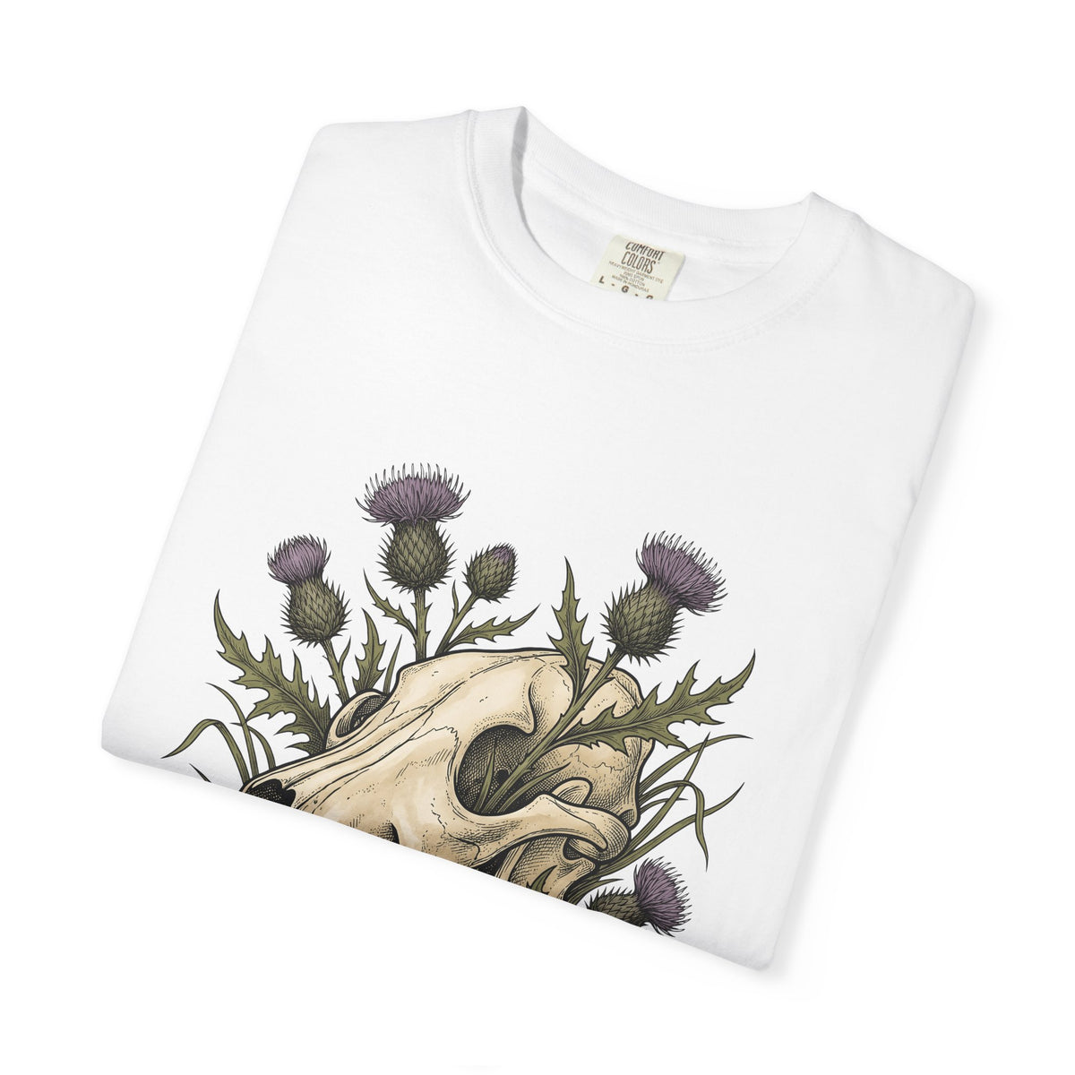 Animal Skull T-Shirt Animals & Flowers Spooky Gift Women Sketch T-Shirt Cranium T-Shirt Wildlife Fan Illustration Graphic T-Shirt Hand Drawn