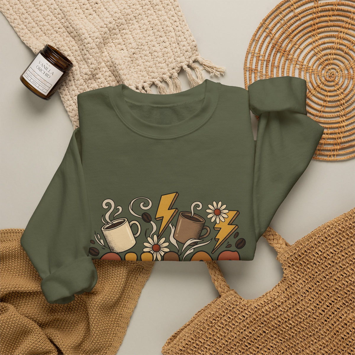 Coffee Cup Art Sweatshirt Moms Latte Gift Women Line Art Sweatshirt Coffee Sweatshirt Sweatshirt Mom Fan Coffee Cup Illustration Outline Sweatshirt Coffee Design Sweatshirt