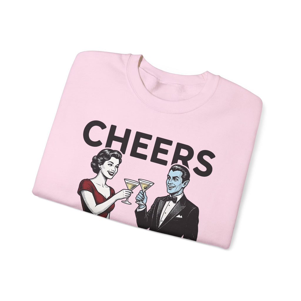 Vampire Duo Sweatshirt Halloween Event Gift Women Antique Sweatshirt Vampire Couple Sweatshirt Horror Fan Spooky Sweatshirt Party Graphic Old School Wine Glass