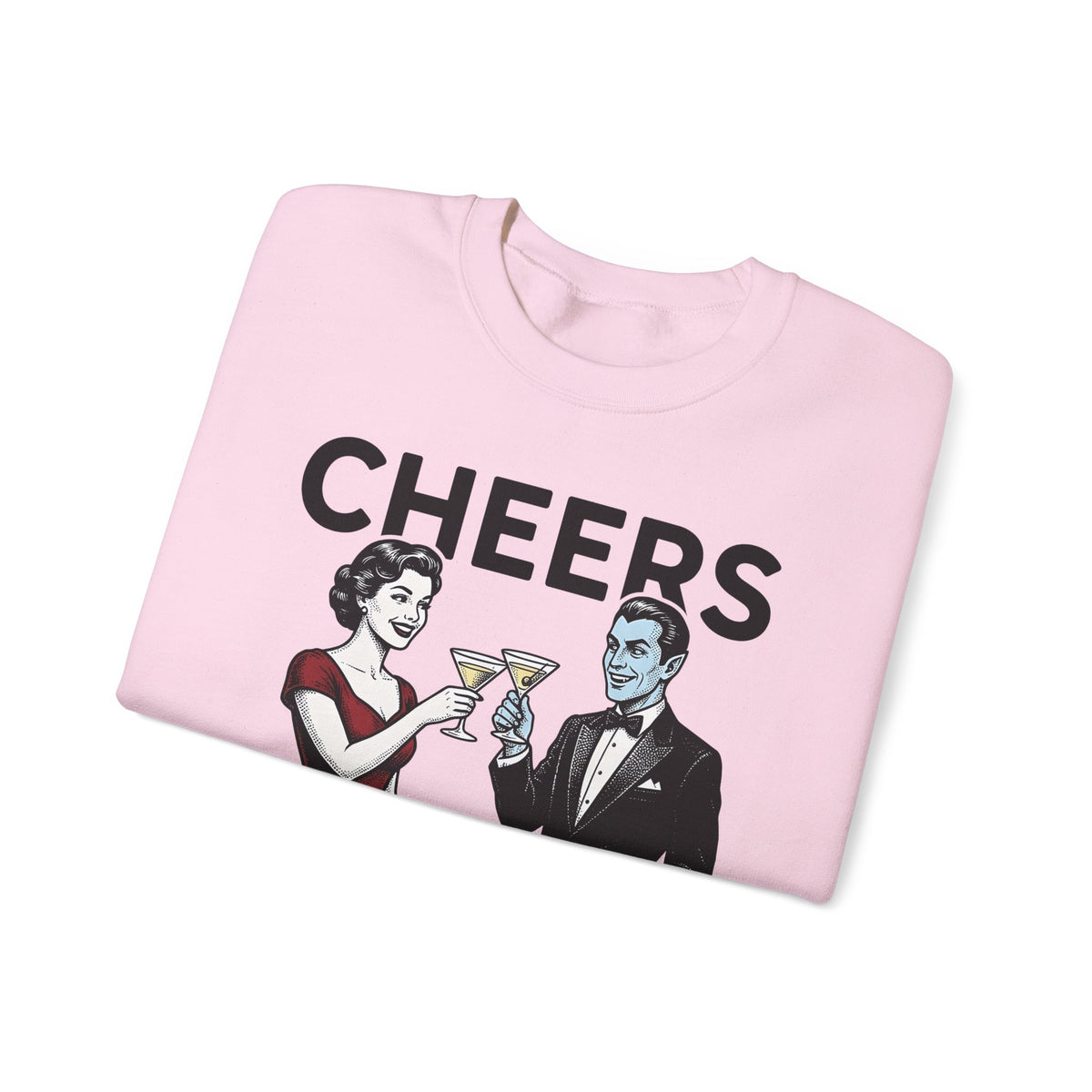 Vampire Duo Sweatshirt Halloween Event Gift Women Antique Sweatshirt Vampire Couple Sweatshirt Horror Fan Spooky Sweatshirt Party Graphic Old School Wine Glass