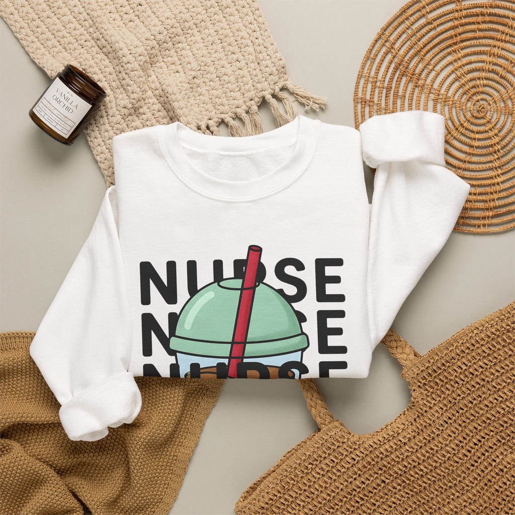 Chilled Coffee Cup Sweatshirt Nurses Beverage Gift Women Anime Sweatshirt Coffee Sweatshirt Sweatshirt Nurse Enthusiast Manga Sweatshirt Drink Graphic Line Art