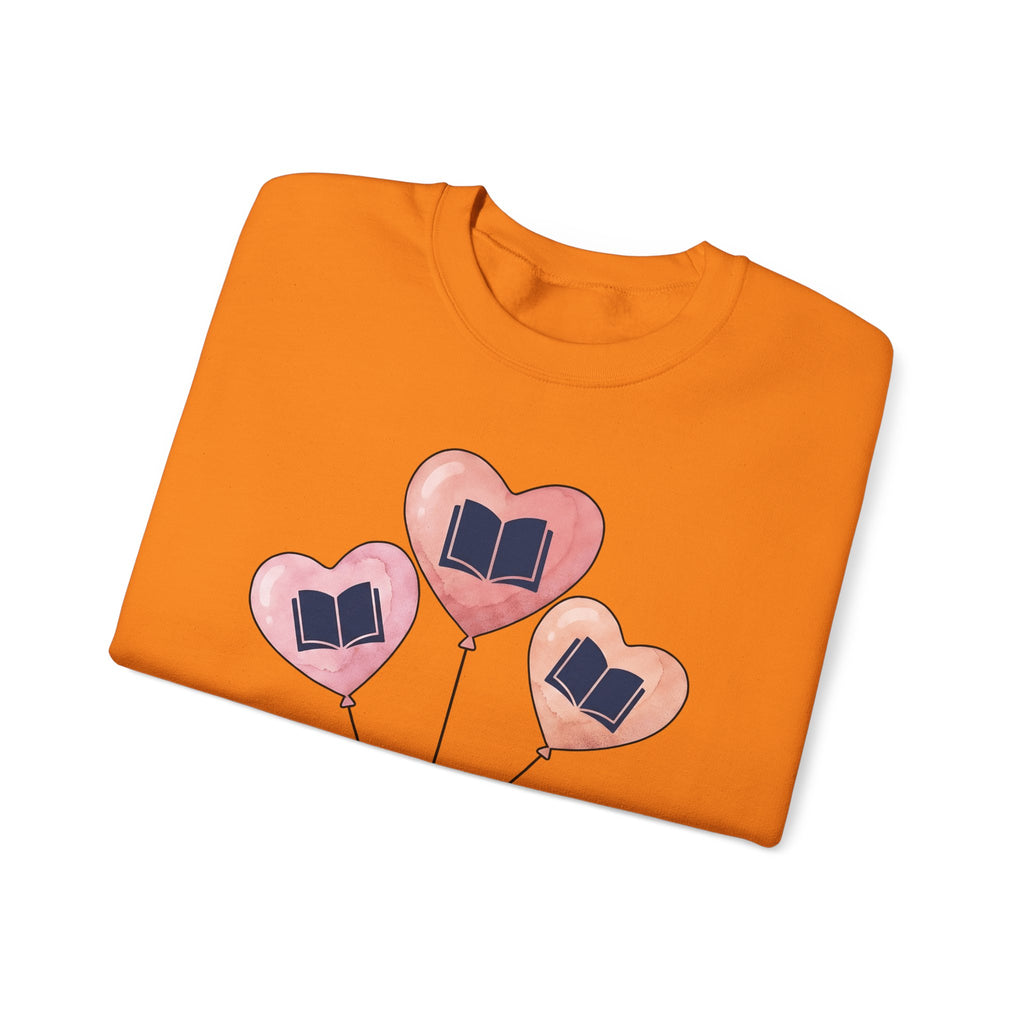 Love Balloon Sweatshirt Cute Books Gift Women Paint Sweatshirt Balloon Sweatshirt Adorable Fan Artistic Sweatshirt Literary Graphic Sketch Novel Sweatshirt