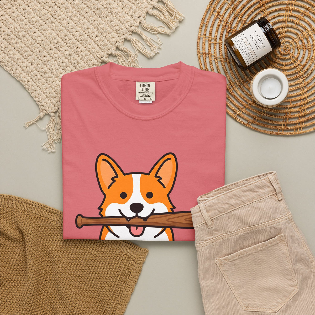Corgi Pet T-Shirt Dog Funny Gift Women Animation T-Shirt Puppy T-Shirt Dog Fan Cartoon T-Shirt Humor Graphic Manga Bat Ball T-Shirt