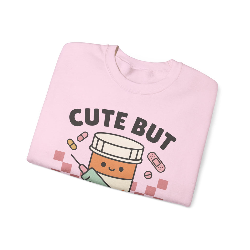 Pill Bottle Syringe Sweatshirt Nurses Medical Gift Women Kawaii Sweatshirt Medication Sweatshirt Nurse Enthusiast Cute Sweatshirt Healthcare Graphic Cartoon