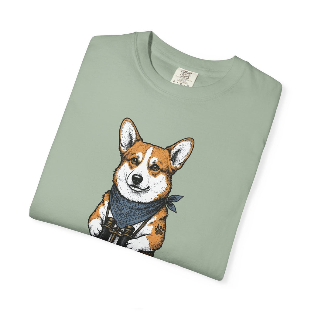 Corgi Puppy T-Shirt Dog Pets Gift Women Sketch T-Shirt Puppy T-Shirt Dog Fan Pup Drawing Pet Graphic Retro Spyglass T-Shirt