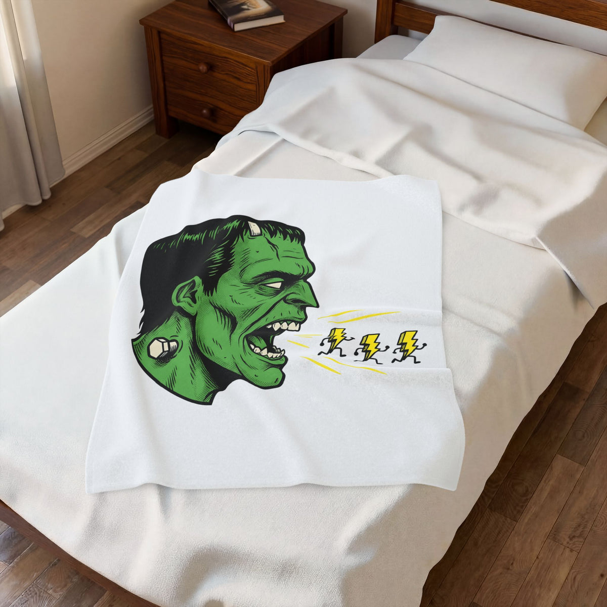 Frankenstein Creature Halloween Scary Gift Cartoon Monster Horror Fan Creepy Frightening Blanket