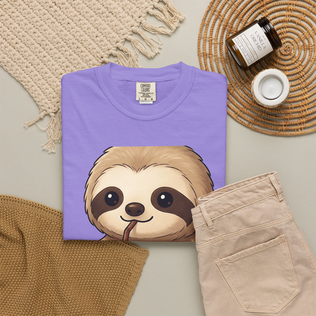 Sloth Java T-Shirt Coffee Creature Gift Women Playful T-Shirt Java T-Shirt Coffee Fan Cute T-Shirt Animal Graphic Sketch Cup T-Shirt