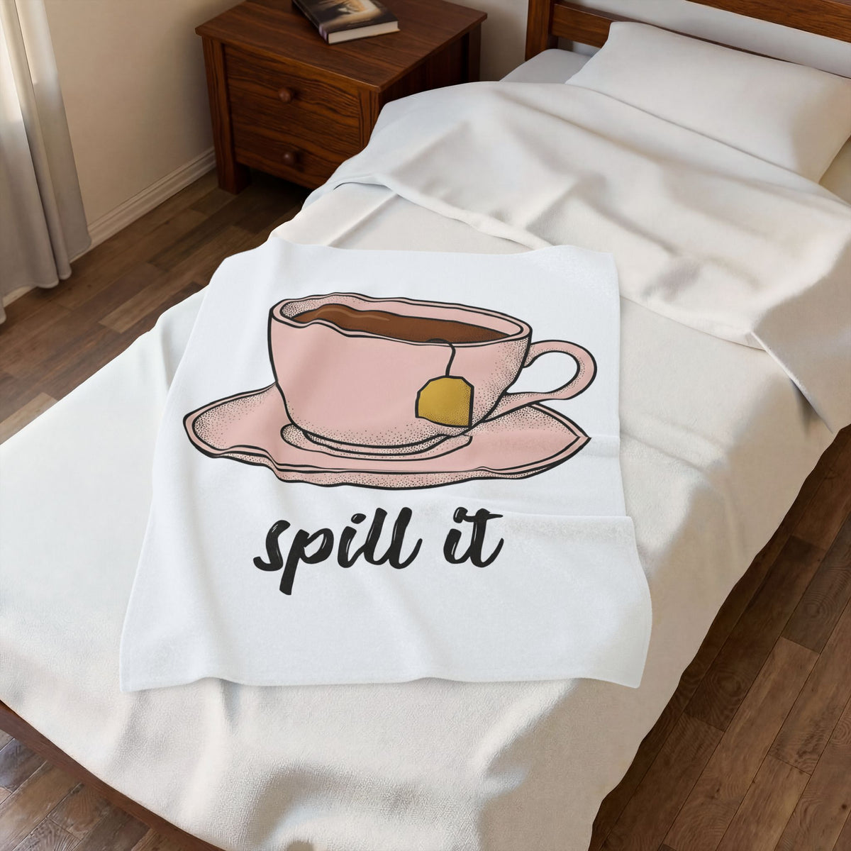 Tea Cup Blanket Drinks Foodie Gift Women Hand Drawn Blanket Teacup Blanket Beverage Fan Illustrated Blanket Food Graphic Minimalist Tea Blanket Blanket