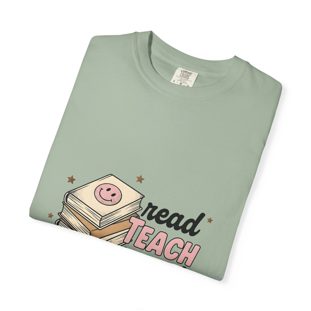 Stacked Books Teachers Reading Gift Cartoon Book Pile Educator Enthusiast Comic Literacy Retro T-Shirt