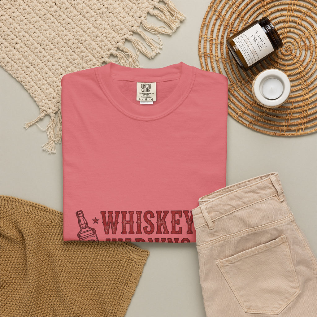 Bourbon Bottle Cowgirl Alcohol Gift Weathered Whiskey Bottle Rodeo Fan Distressed Liquor Old T-Shirt
