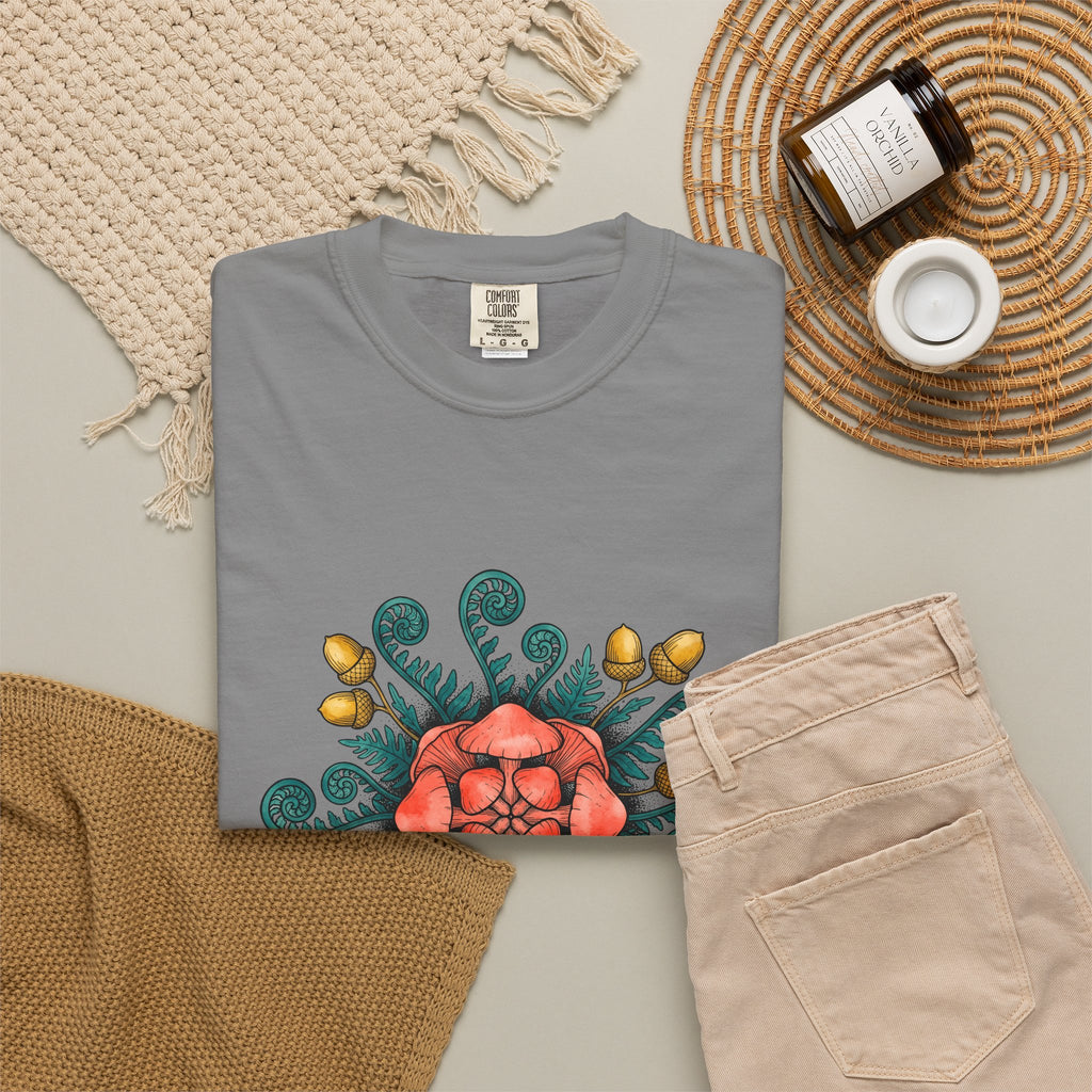 Shroom Mandala T-Shirt Boho Chic Flora Gift Women Bohemian T-Shirt Mushroom T-Shirt Hippie Fan Tribal T-Shirt Botanical Graphic Line Art Seed Pods