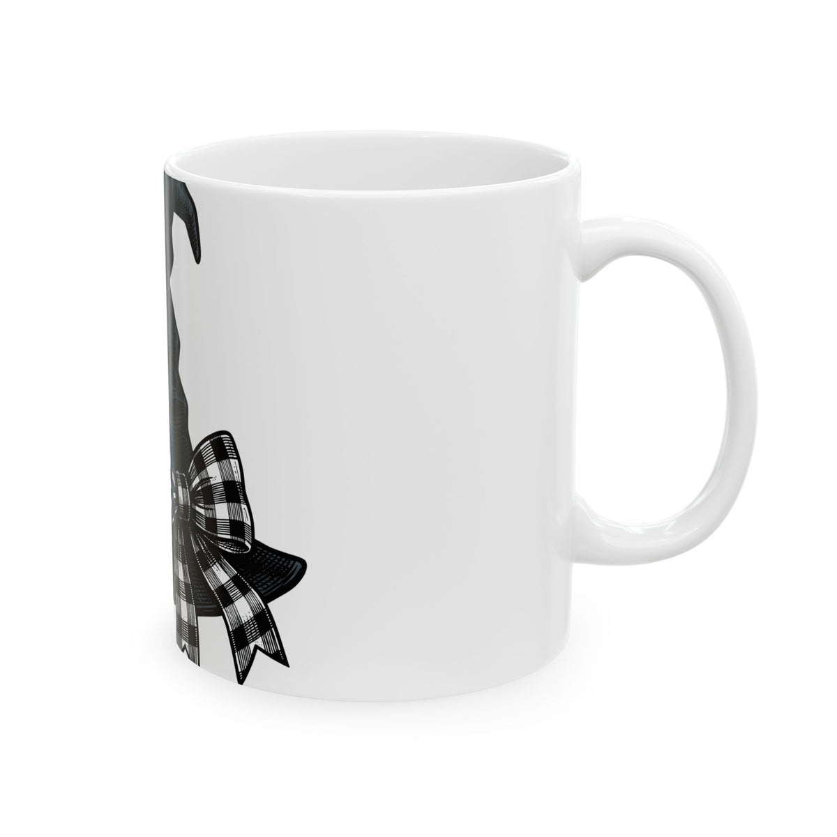 Witch Hat Mug Halloween Sorcery Gift Women Cartoon Mug Wizard Hat Mug Halloween Fan Comic Mug Magic Graphic Silhouette Gingham Bow