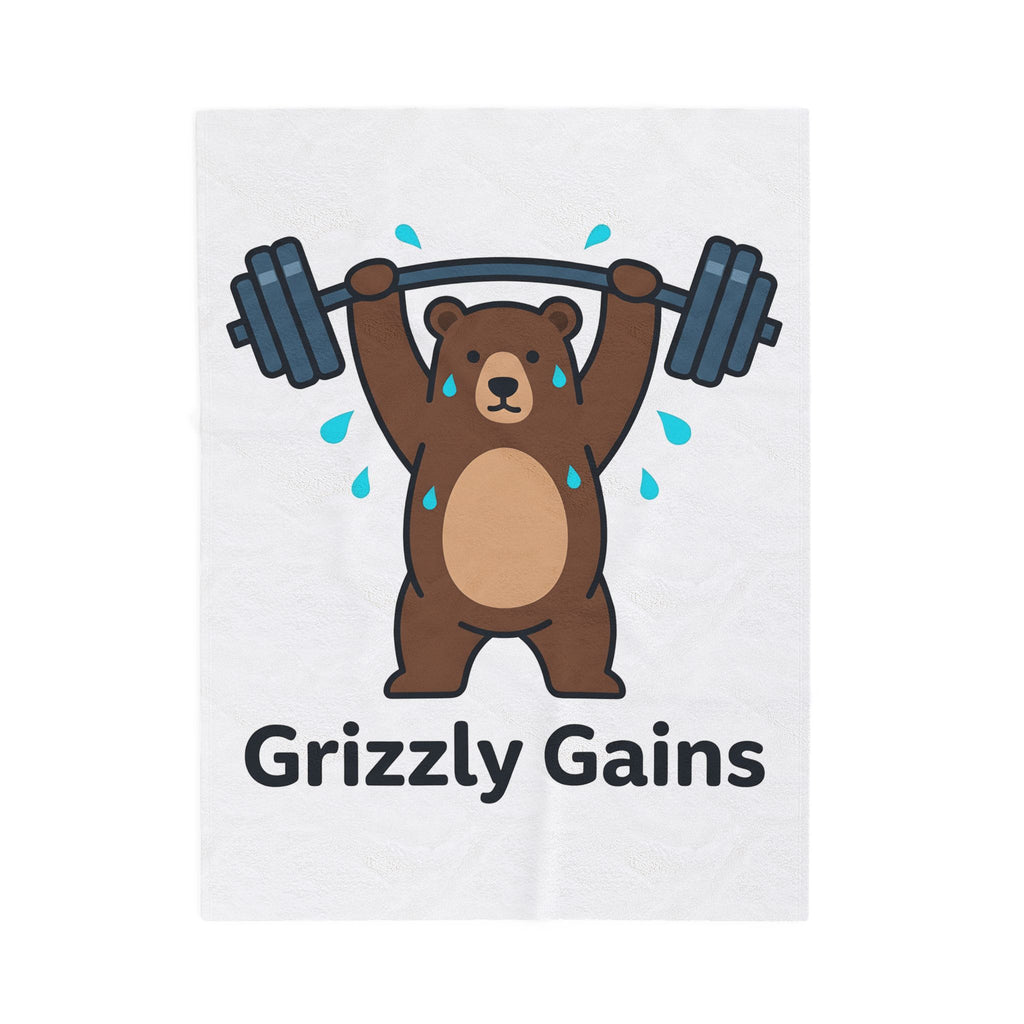 Bear Lifting Blanket Fitness Workout Gift Women Comic Blanket Grizzly Blanket Gym Enthusiast Cartoon Blanket Exercise Graphic Simple Weights Blanket