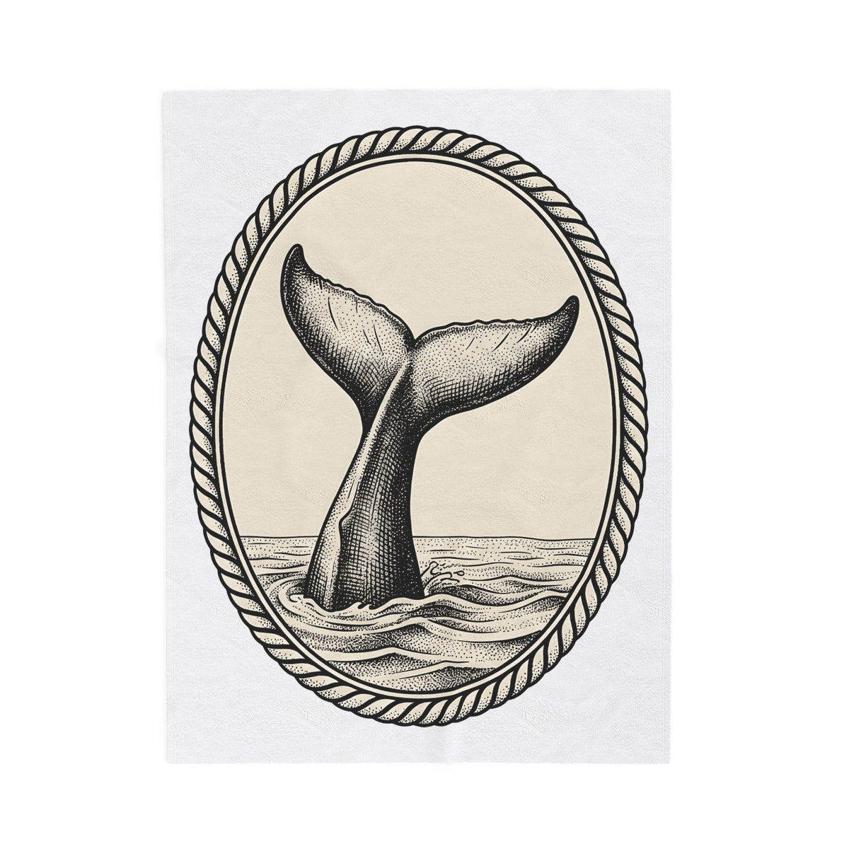Whale Tail Fin Ocean Creature Gift Old School Fluke Marine Fan Whale Tail Doodle Blanket