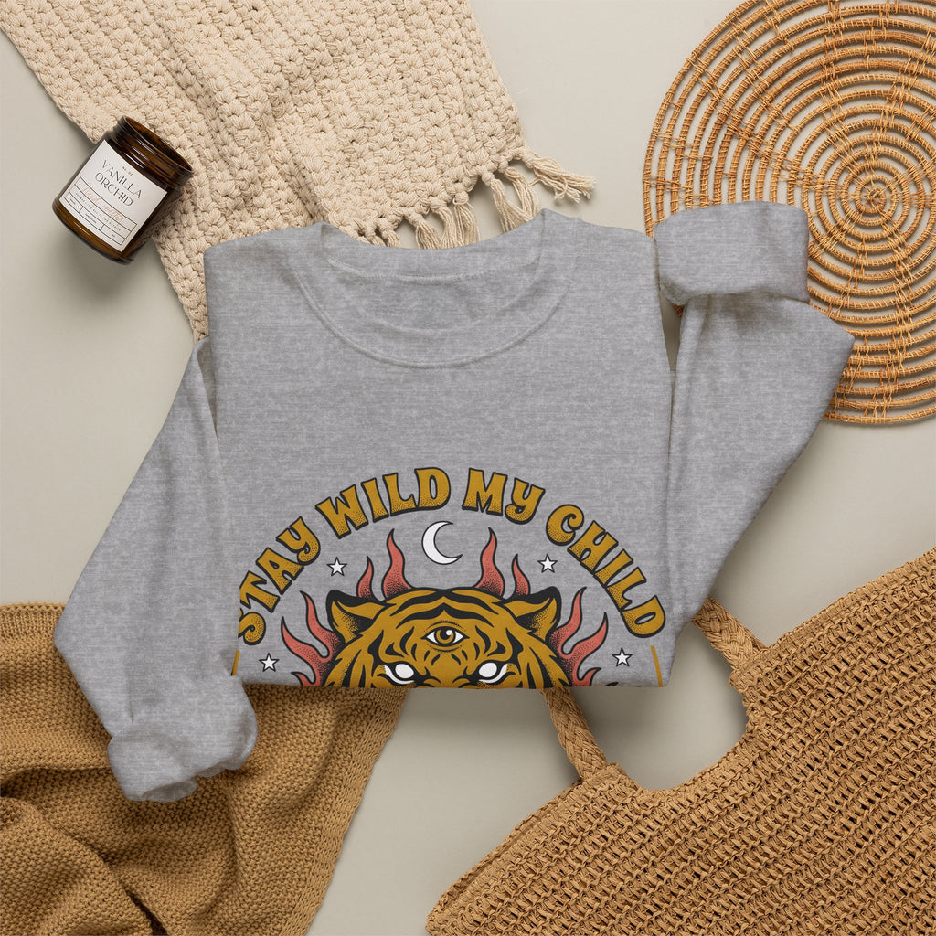 Tiger Head Sweatshirt Boho Chic Animal Gift Women Psychedelic Sweatshirt Tiger Sweatshirt Hippie Fan Tribal Graphic Vintage Rose Sweatshirt
