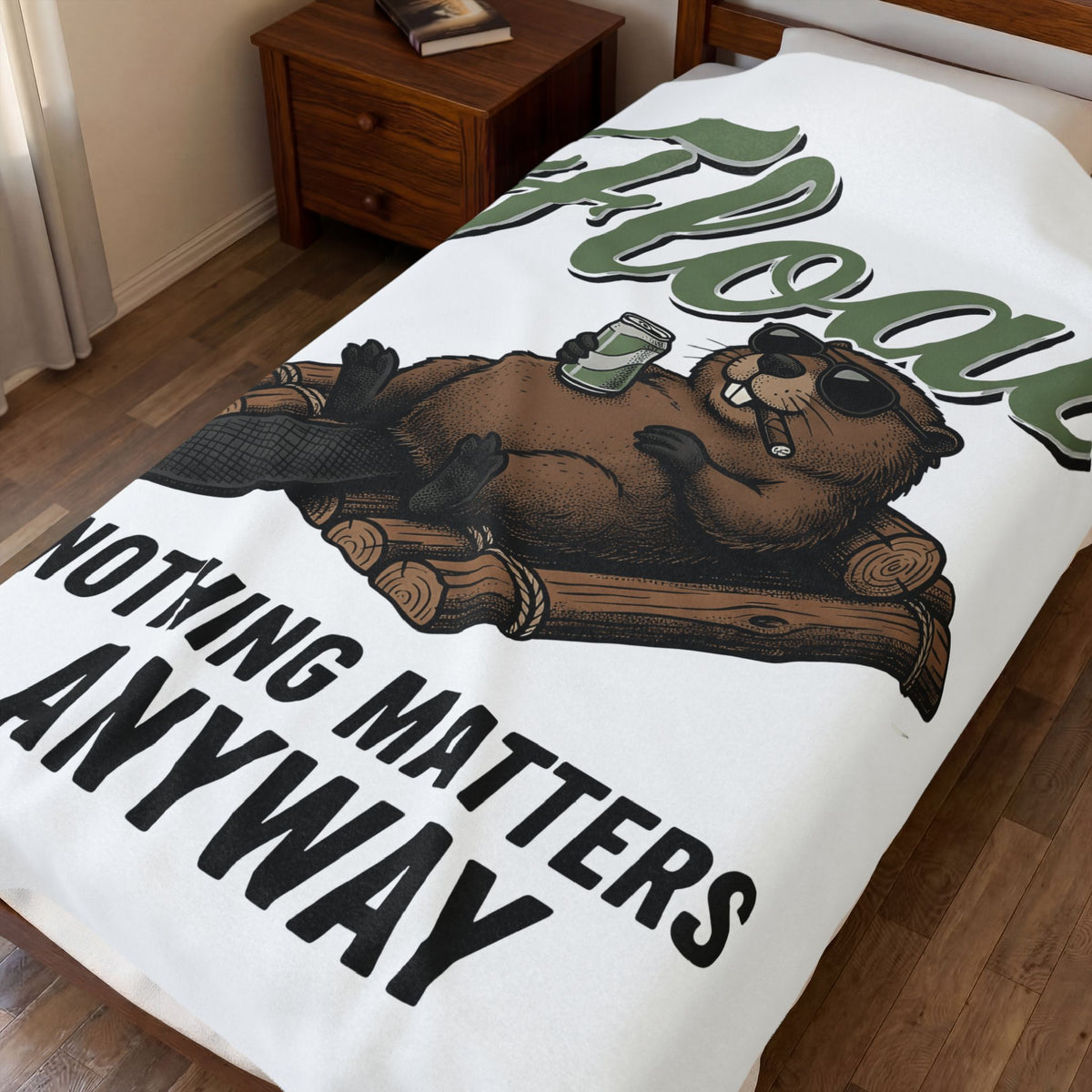 Beaver Float Blanket Cute Wildlife Gift Women Comic Blanket Dam Blanket Adorable Fan Cartoon Blanket Animal Graphic Retro Shades Blanket
