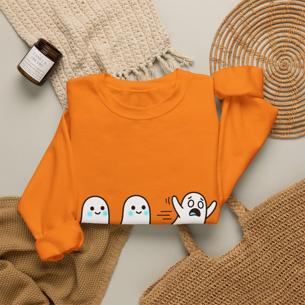 Sweet Ghost Pack Sweatshirt Funny Halloween Party Gift Women Chibi Sweatshirt Ghostly Spirits Sweatshirt Humor Fan Cartoon Sweatshirt Spooky Graphic Halloween