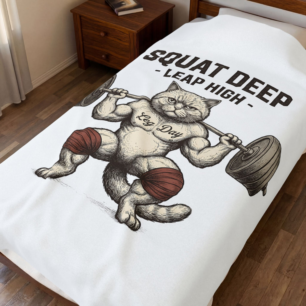 Muscular Cat Blanket Cat Fitness Gift Women Vintage Blanket Kitty Blanket Cat Fan Retro Blanket Workout Graphic Hand Drawn Barbell Blanket