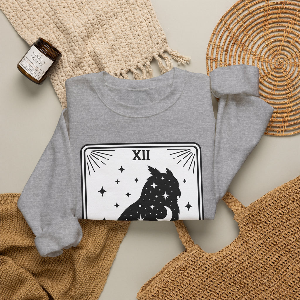 Owl Silhouette Sweatshirt Boho Chic Tarot Gift Women Celestial Sweatshirt Hoot Sweatshirt Bohemian Fan Mystical Sweatshirt Oracle Graphic Vintage Stars Sweatshirt