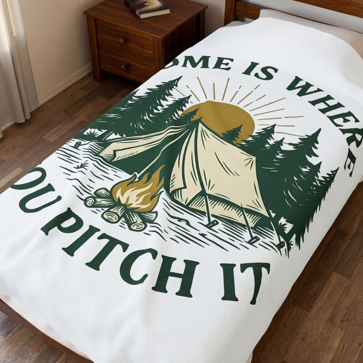 Outdoor Tent Blanket Camping Adventure Gift Women Farmhouse Blanket Canopy Blanket Camper Enthusiast Rustic Blanket Exploration Graphic Old School