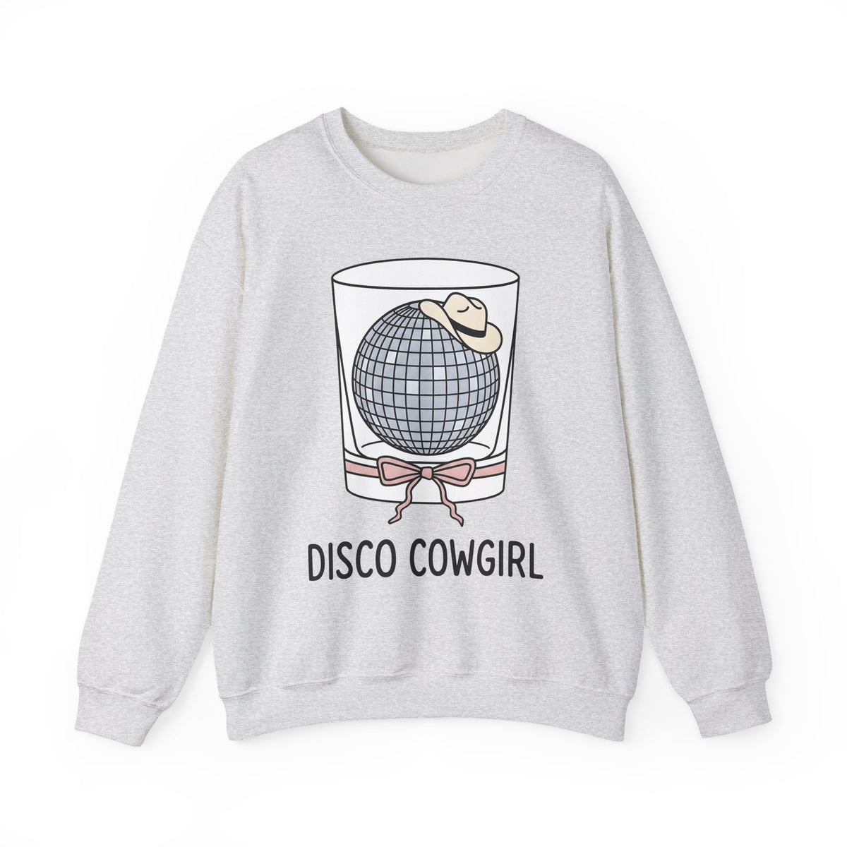 Disco Ball Glass Sweatshirt Cowgirl Festivity Gift Women Cartoon Sweatshirt Mirror Ball Sweatshirt Rodeo Fan Comic Sweatshirt Party Graphic Hand Drawn Cowboy