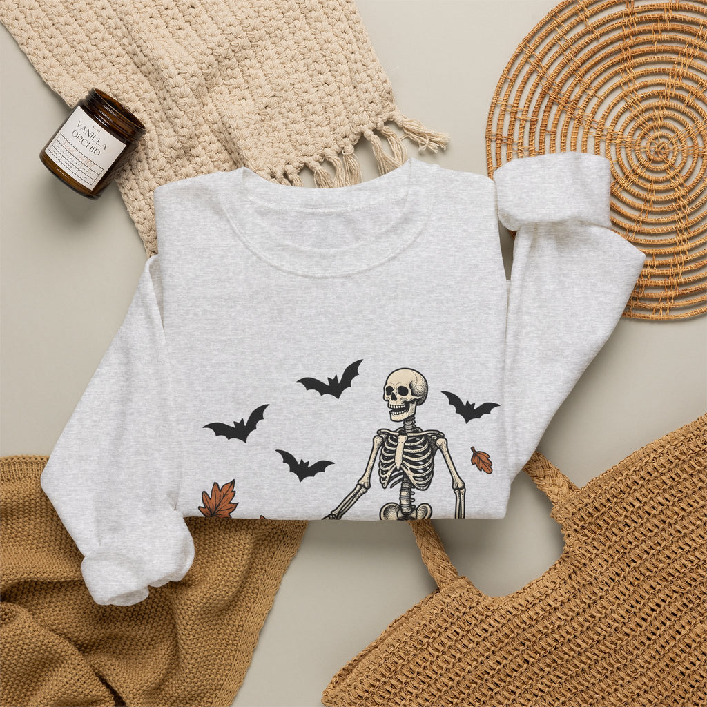 Dog Skeleton Costume Sweatshirt Halloween Animals Gift Women Scary Sweatshirt Dog Skeleton Sweatshirt Horror Fan Spooky Sweatshirt Creature Graphic Hand Drawn