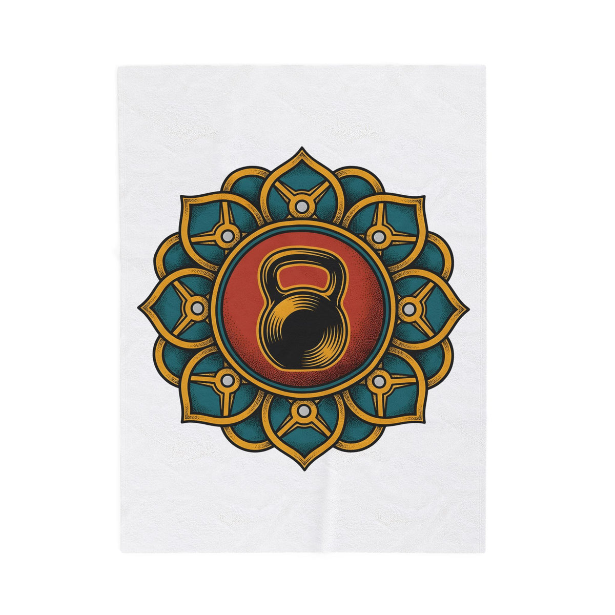 Kettlebell Mandala Blanket Sports Fitness Gift Women Boho Blanket Kettlebell Blanket Athlete Enthusiast Hippie Blanket Workout Graphic Vintage