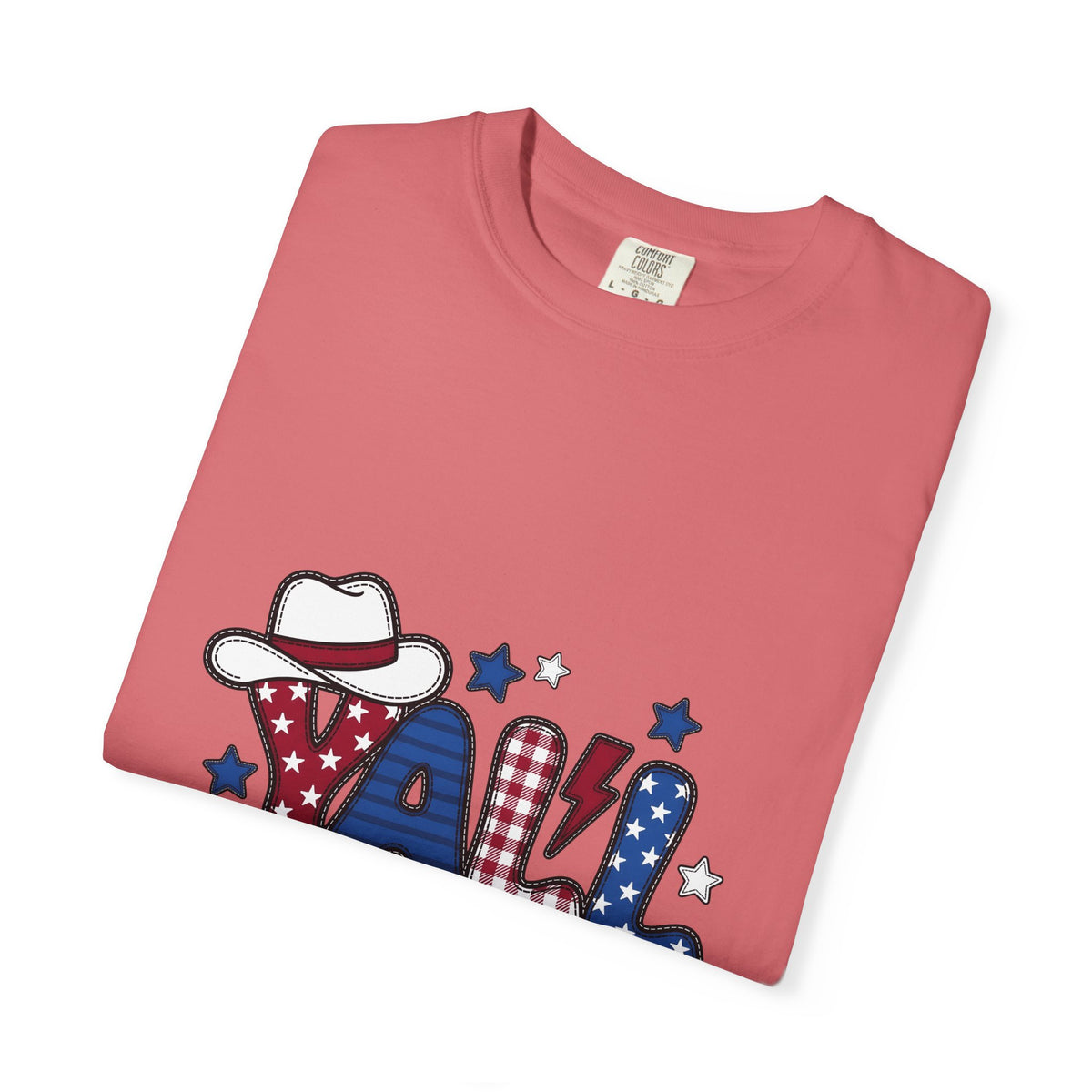 Cowboy Hat Stars T-Shirt America Patriotic Gift Women Cartoon T-Shirt Western Hat T-Shirt Usa Fan Vintage T-Shirt Star Graphic Retro Plaid T-Shirt
