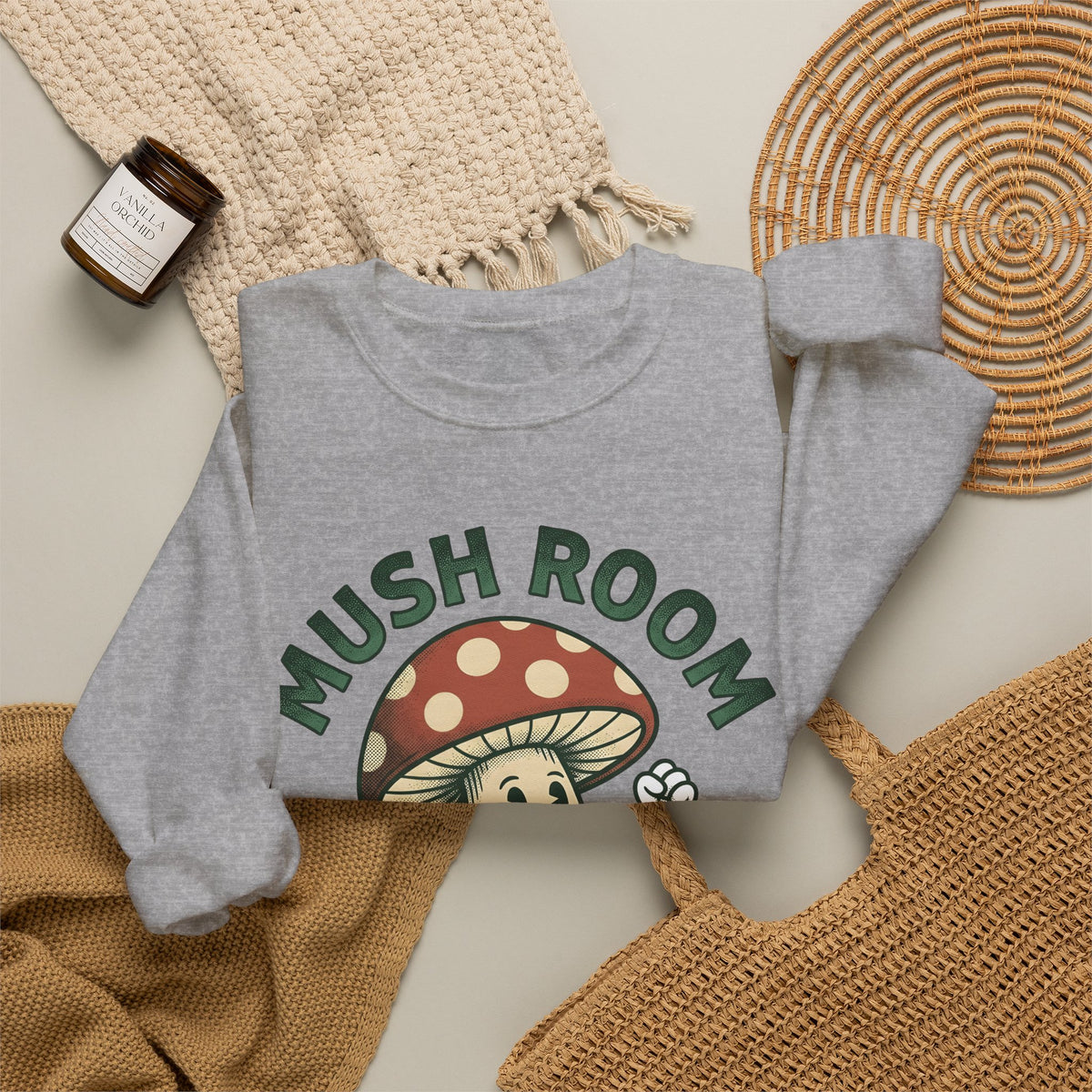 Funny Mushroom Sweatshirt Funny Outdoors Gift Women Classic Sweatshirt Toadstool Sweatshirt Humor Fan Vintage Sweatshirt Camping Graphic Hand Drawn Smiley Face