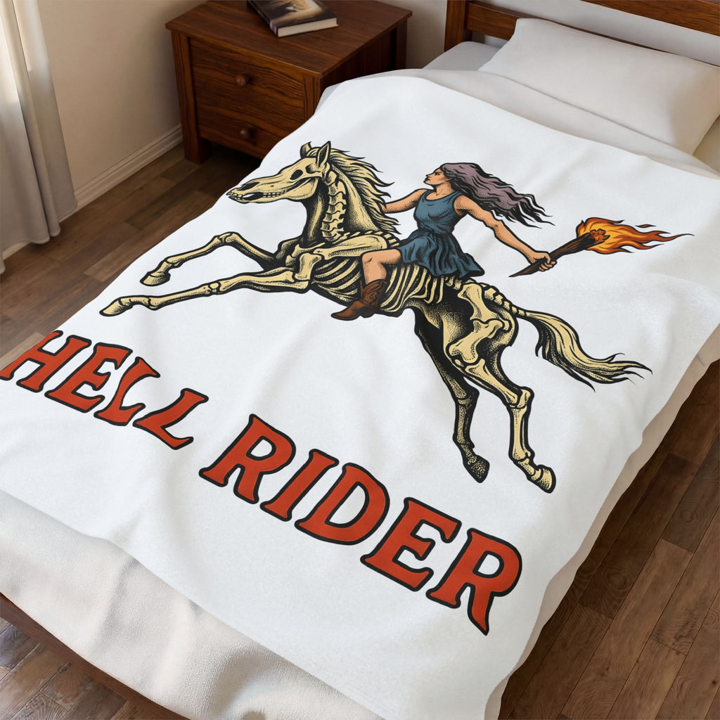 Skeleton Equestrian Cowgirl Rodeo Gift Heritage Skeleton Cowgirl Fan Vintage Rodeo Retro Inspired Blanket