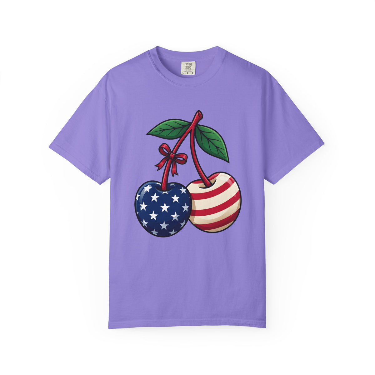 American Cherries 4Th Of July Beach Gift Comic Cherry Independence Day Fan Cartoon Coastal T-Shirt