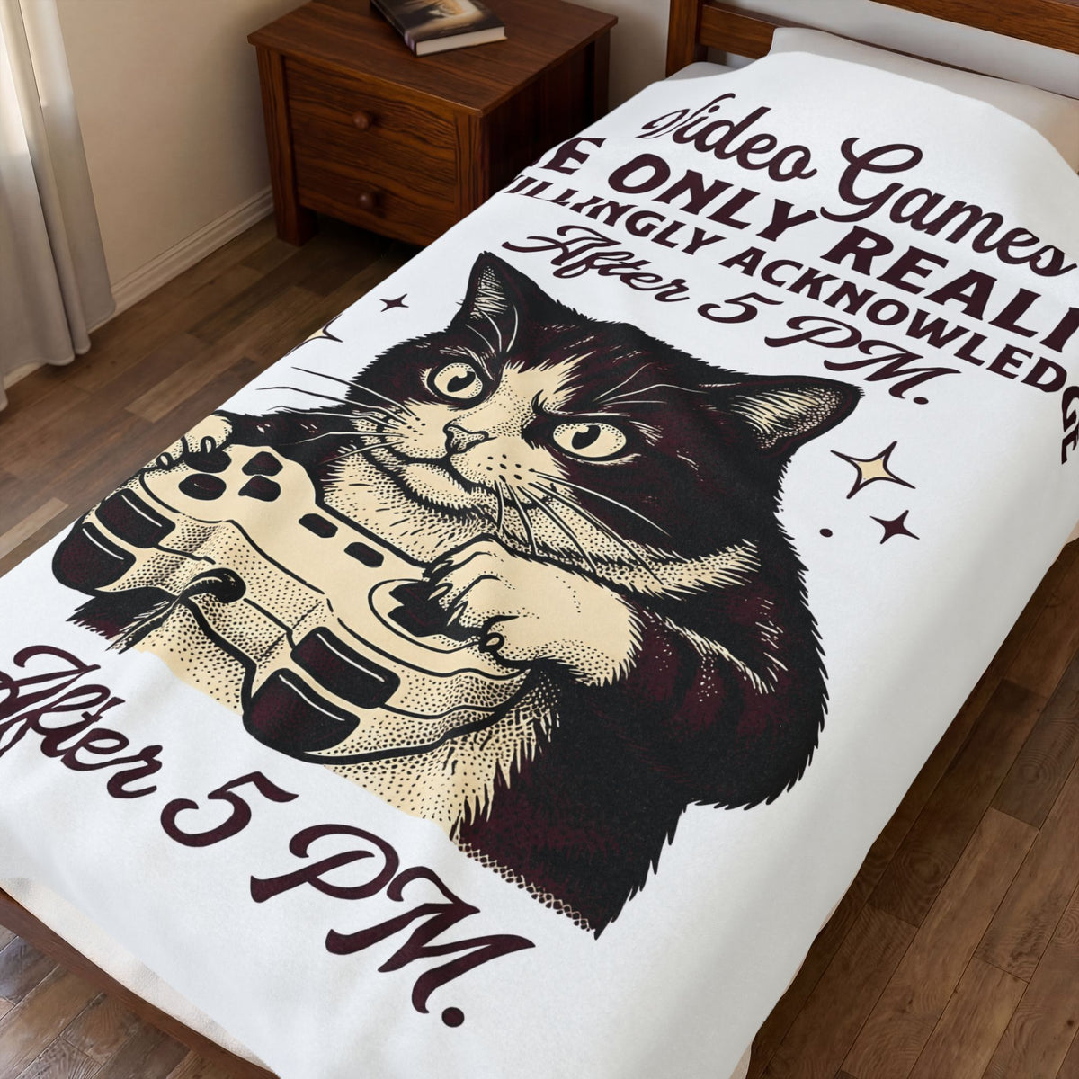 Cat Gamer Blanket Cat Consoles Gift Women Cartoon Blanket Gamer Blanket Cat Fan Feline Blanket Console Graphic Doodle Joystick Blanket