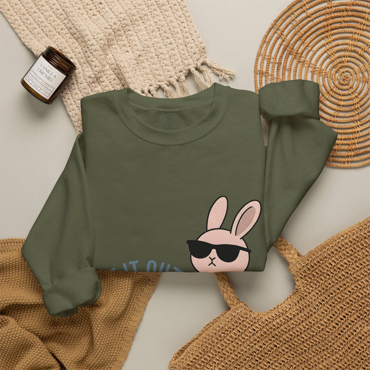 Bunny Sunglasses Sweatshirt Teacher Humor Gift Women Cartoon Sweatshirt Rabbit Shades Sweatshirt Educator Enthusiast Comic Sweatshirt Funny Graphic Minimalist