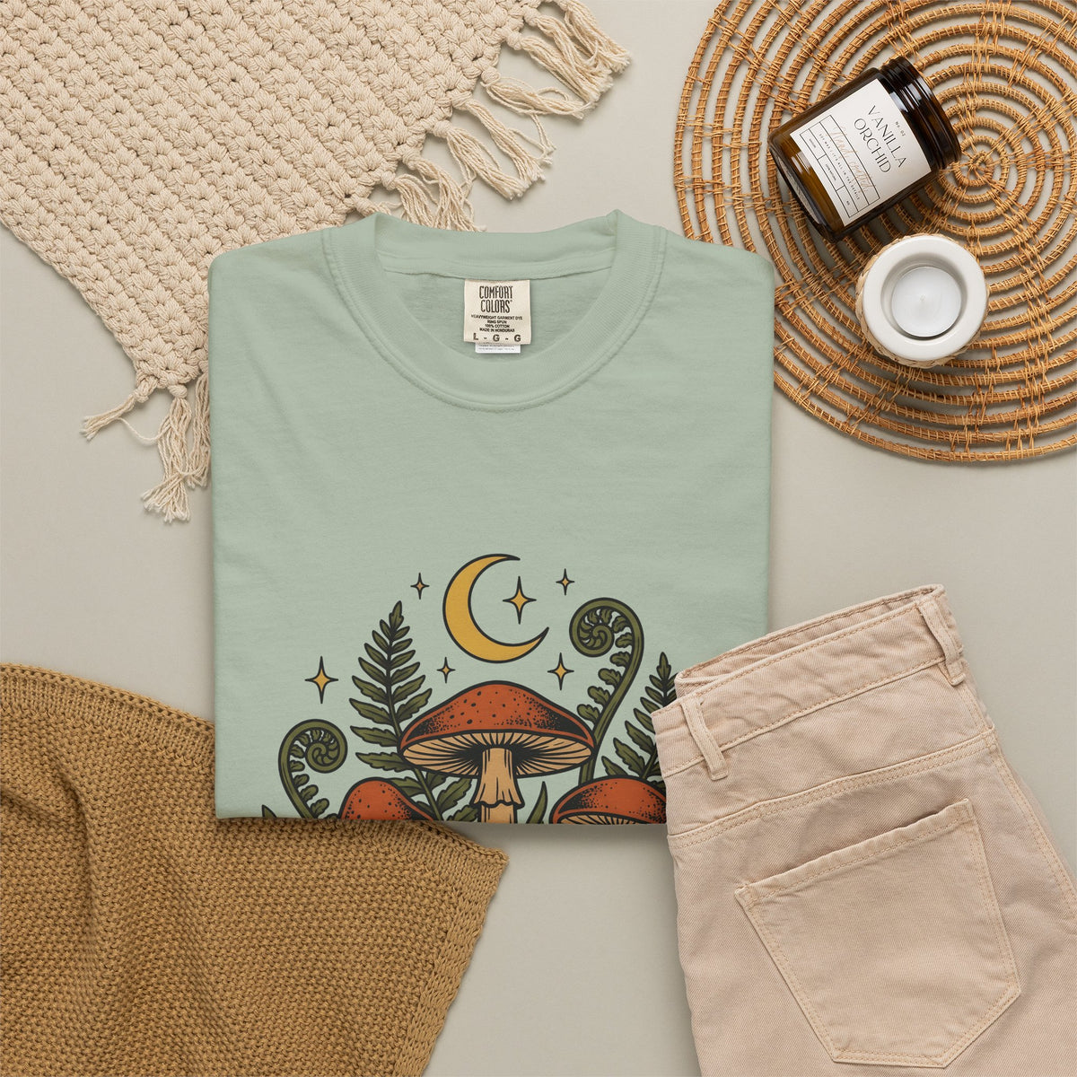 Mushroom Drawing T-Shirt Nature Garden Gift Women Hippie T-Shirt Fungus T-Shirt Outdoors Fan Psychedelic T-Shirt Yard Graphic Classic Frond T-Shirt
