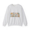 Classic Fun Font Sweatshirt Figure Skating Sport Gift Women Cheerful Sweatshirt Typography Sweatshirt Skater Enthusiast Happy Sweatshirt Athletic Graphic
