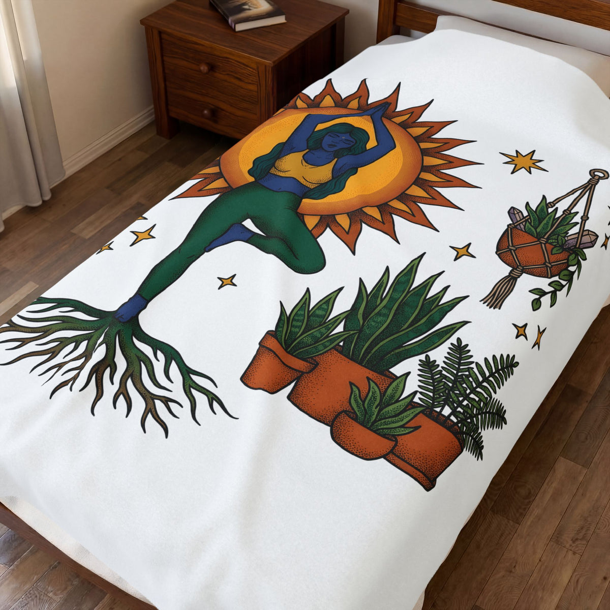 Yoga Pose Female Blanket Boho Chic Selfcare Gift Women Ethnic Blanket Asana Blanket Bohemian Enthusiast Tribal Blanket Wellness Graphic Minimalist