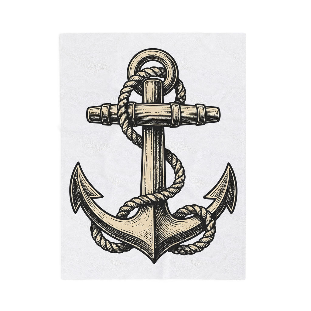 Anchor Line Nautical Beach Gift Old School Rope Sailor Fan Mooring Outline Seaside Blanket