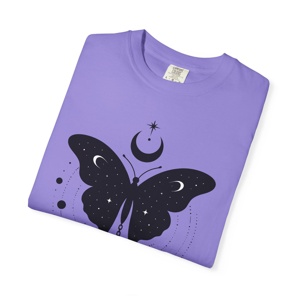 Butterfly Stone T-Shirt Boho Chic Supernatural Gift Women Mystical T-Shirt Rock T-Shirt Bohemian Fan Magical T-Shirt Occult Graphic Sleek Lunar