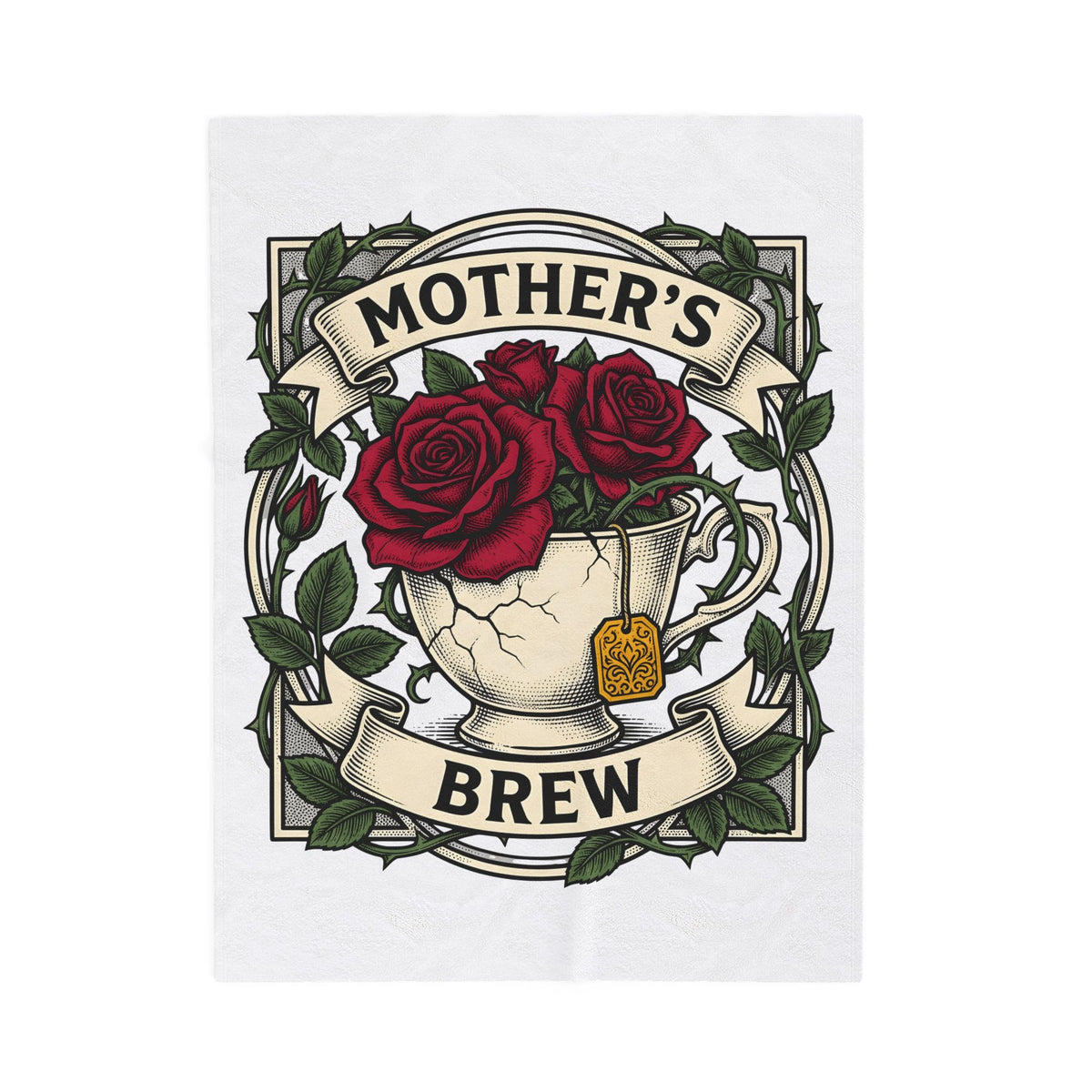 Teacup Blossoms Blanket Moms Bouquet Gift Women Hand Painted Blanket Flower Blanket Mother Fan Floral Blanket Floral Graphic Doodle Tea Sachet
