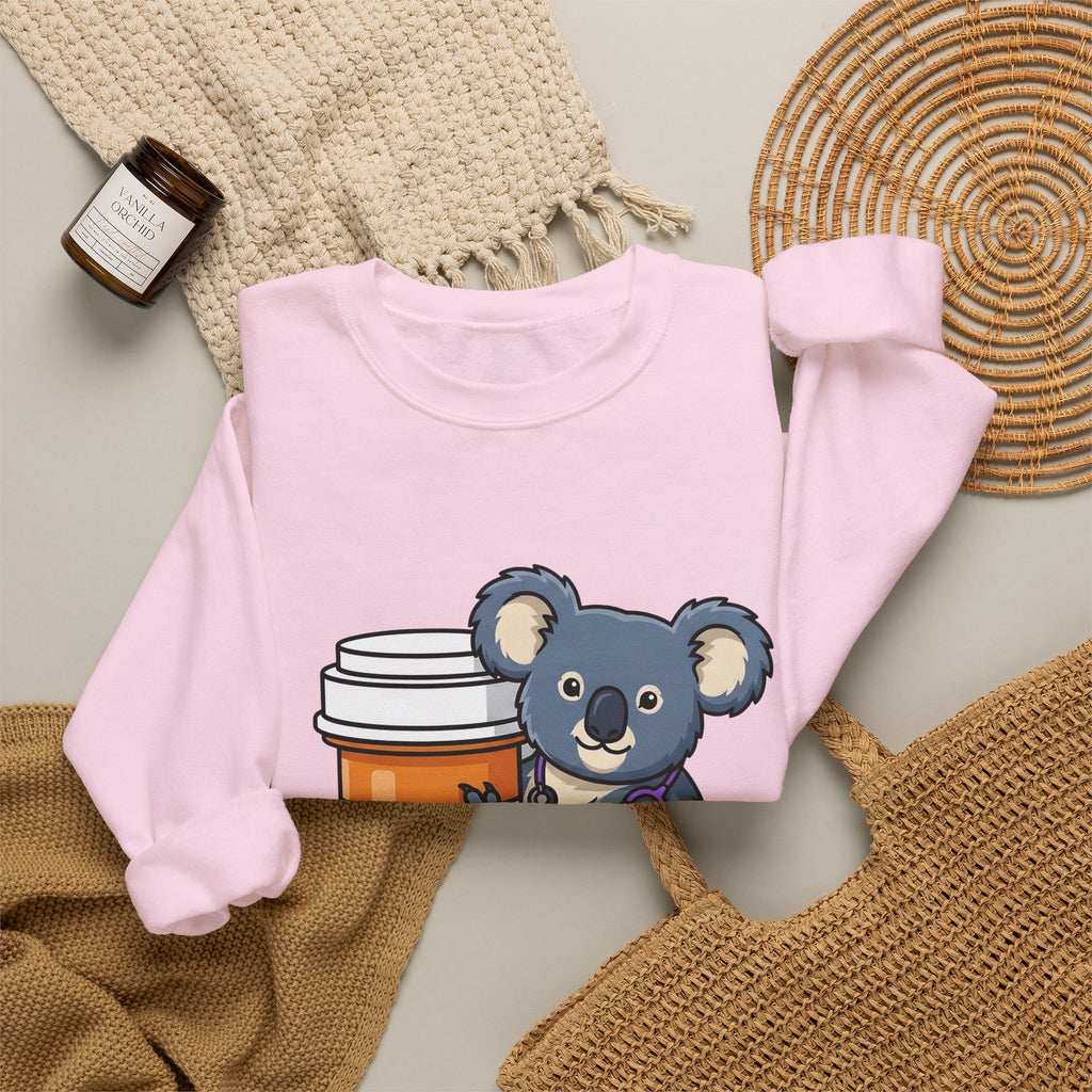 Koala Stethoscope Sweatshirt Nurses Animal Gift Women Cute Cartoon Sweatshirt Stethoscopes Sweatshirt Nurse Enthusiast Cartoonish Sweatshirt Wildlife Graphic