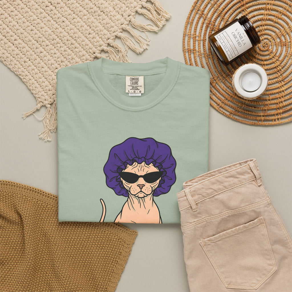 Hairless Cat T-Shirt Cat Creature Gift Women Illustration T-Shirt Sphynx T-Shirt Cat Fan Drawing T-Shirt Monster Graphic Classic Bunny Feet T-Shirt