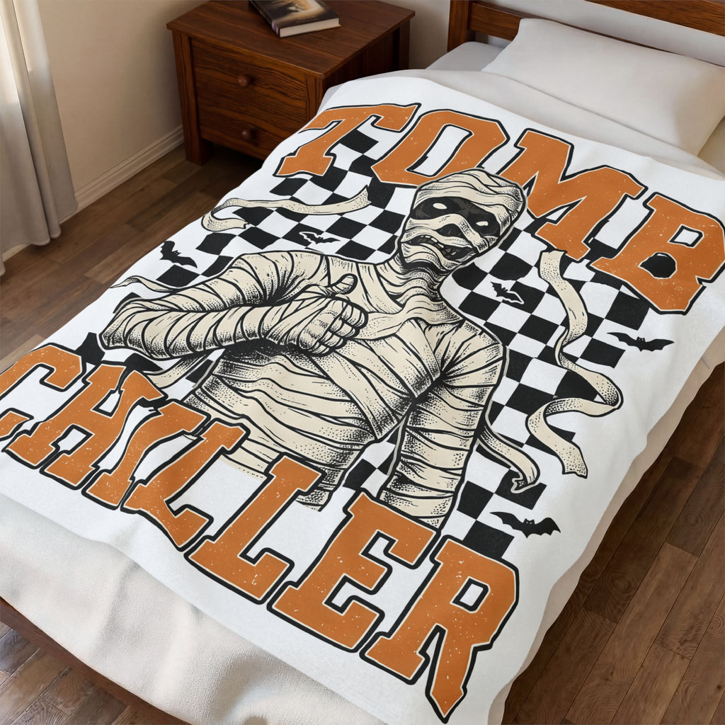 Wrapped Mummy Blanket Halloween Fright Gift Women Old School Blanket Mummy Blanket Horror Fan Scary Blanket Scare Graphic
