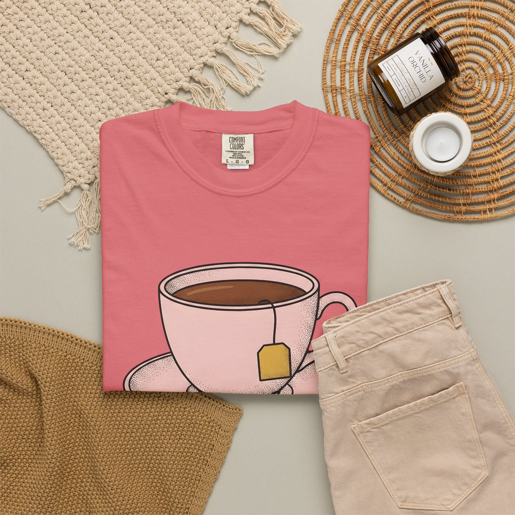 Tea Cup T-Shirt Drinks Foodie Gift Women Hand Drawn T-Shirt Teacup T-Shirt Beverage Fan Illustrated T-Shirt Food Graphic Minimalist Tea T-Shirt T-Shirt