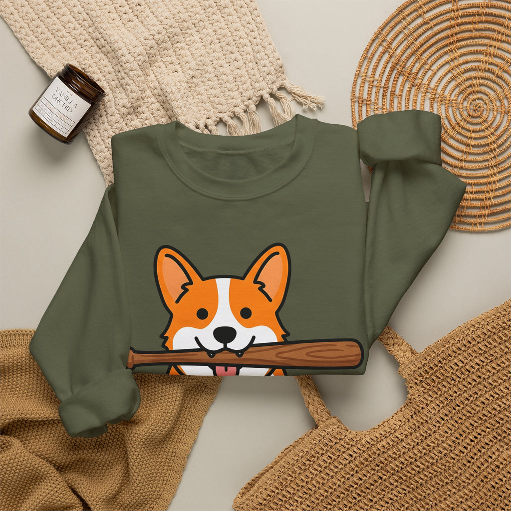 Corgi Pet Sweatshirt Dog Funny Gift Women Animation Sweatshirt Puppy Sweatshirt Dog Fan Cartoon Sweatshirt Humor Graphic Manga Bat Ball Sweatshirt