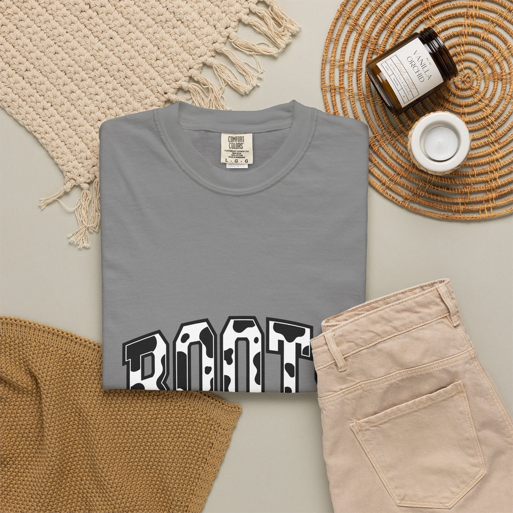 Varsity Cow Print T-Shirt Western Outdoors Gift Women Strong T-Shirt Cowhide T-Shirt Rodeo Fan Country T-Shirt Wilderness Graphic Old School