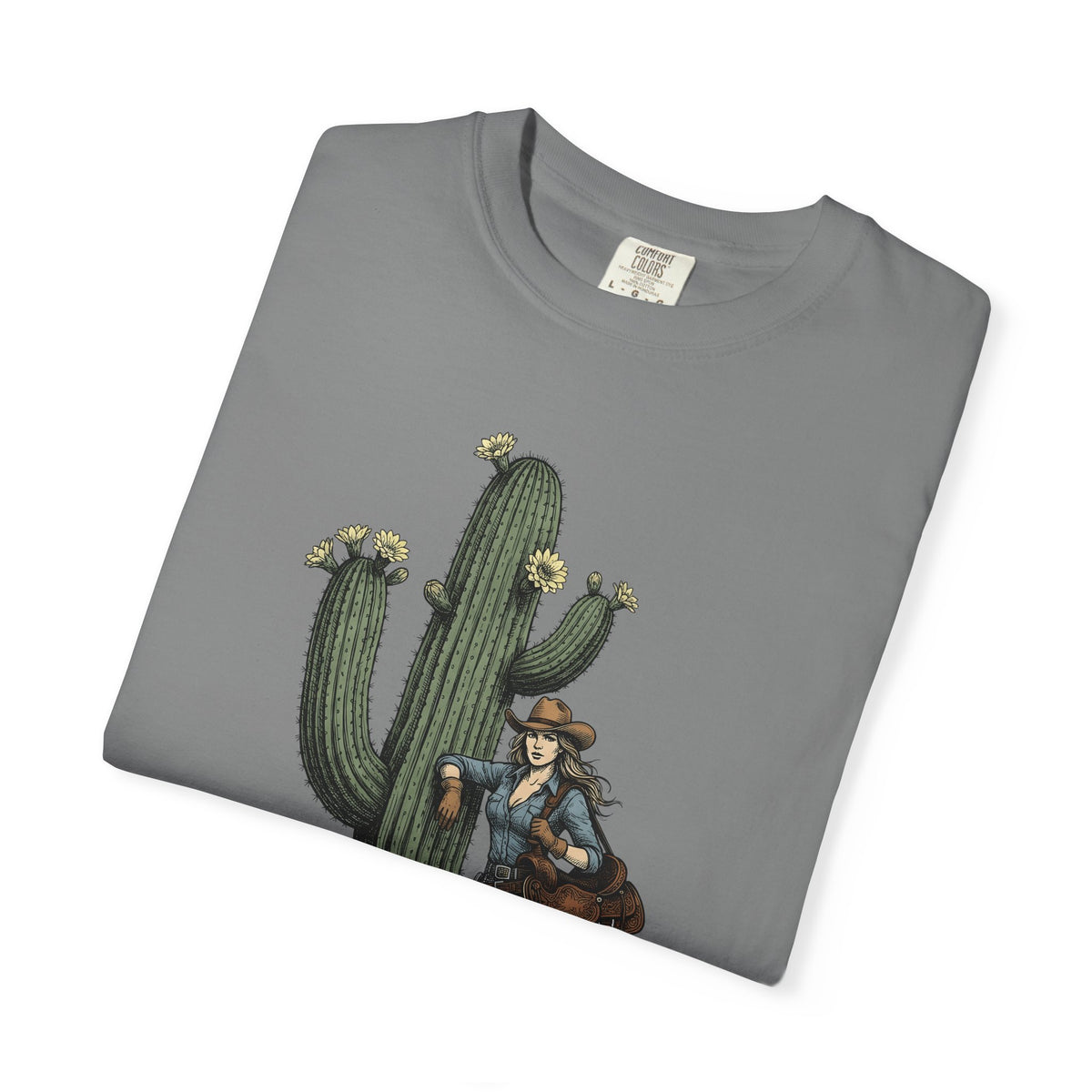 Cowgirl Cactus Cowgirl Ranch Gift Western Prickly Pear Cowboy Fan Rodeo Farm Vintage Saddle T-Shirt