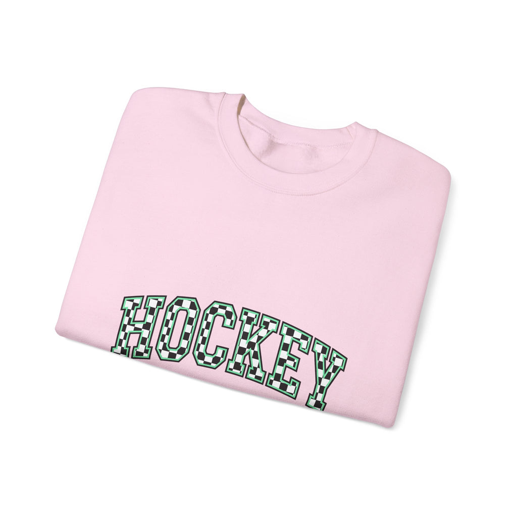 Checkered Varsity Text Sweatshirt Mom Sports Gift Women Bold Sweatshirt Plaid Lettering Sweatshirt Mother Enthusiast Branded Sweatshirt Athletic Graphic Retro