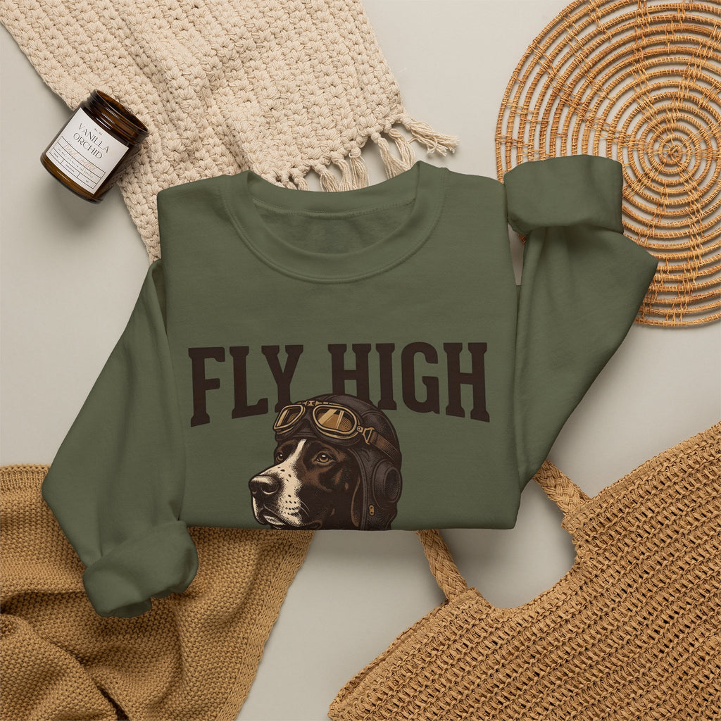 Flying Dog Sweatshirt Dog Travel Gift Women Retro Sweatshirt Canine Sweatshirt Dog Fan Vintage Sweatshirt Adventure Graphic Heritage Navigation Sweatshirt