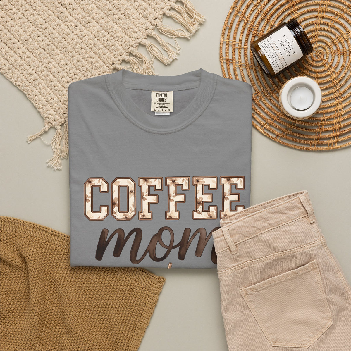 Iced Latte Cup T-Shirt Moms Café Gift Women Painted T-Shirt Coffee Cup T-Shirt Mom Fan Hand Painted T-Shirt Coffee Shop Graphic Classic Sash T-Shirt